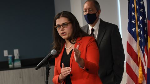 Colorado Secretary of State Jena Griswold speaks during a news conference about the Mesa County election breach investigation on Thursday, August 12, 2021, in Denver.