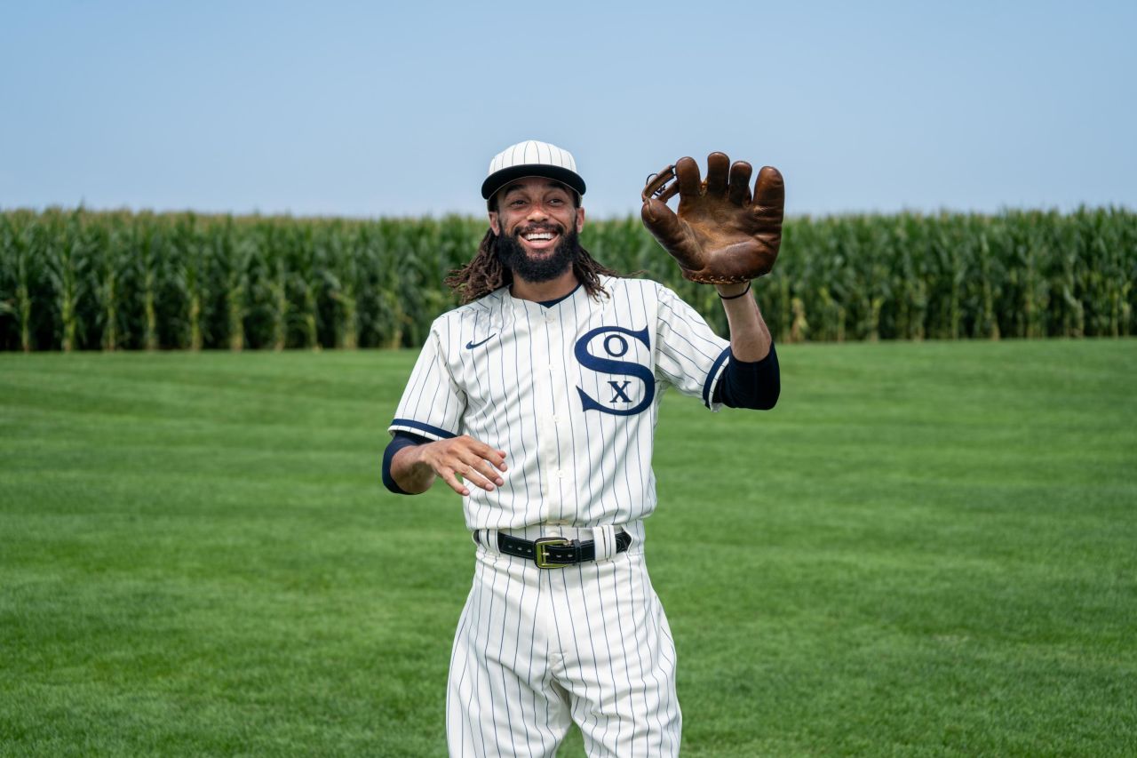 <strong>Ready to play ball:</strong> Chicago White Sox centerfielder Billy Hamilton at the Field of Dreams.