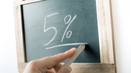 underscored five percent 5% written on chalk board