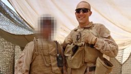 Haji and Lance Corporal Jimmy Hurley (Ret.), 3rd Battalion, 4th Marines. Helmand province, Afghanistan, about to go on patrol. (Editor's note: A portion of this photo has been obscured by CNN to protect an individual's identity.)