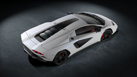 The inset glass area in the roof of the new Lamborghini Countach was inspired by a cutout for a rearview periscope that was in the original version of the car.