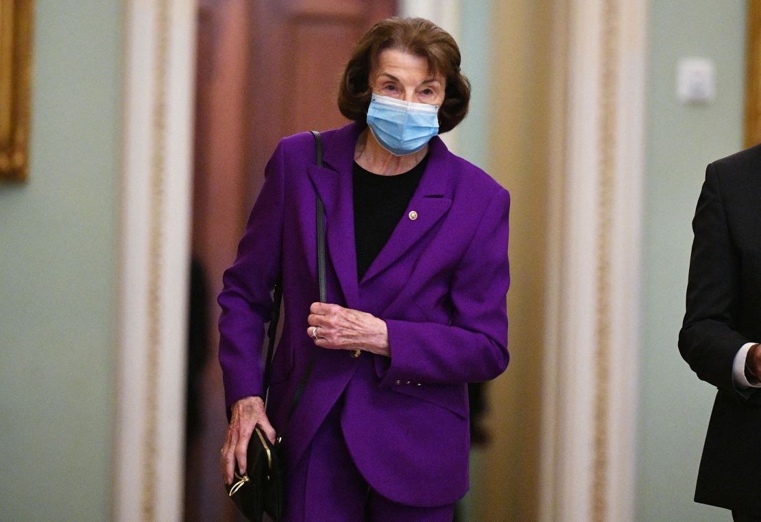 US Sen. Dianne Feinstein, Democrat of California, makes her way to the Senate chamber earlier this week.