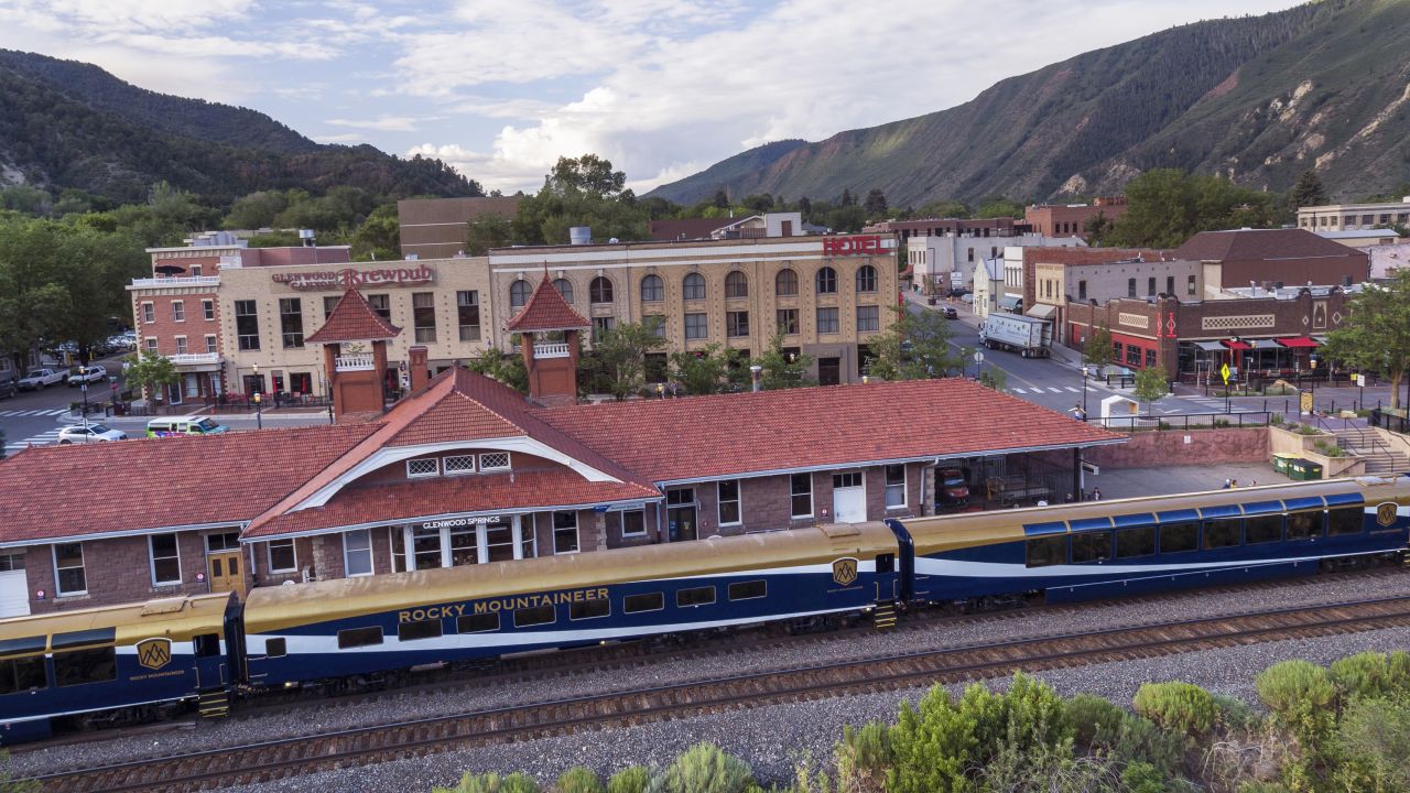 Passengers spend the night in their choice of three hotels in Glenwood Springs, Colorado.