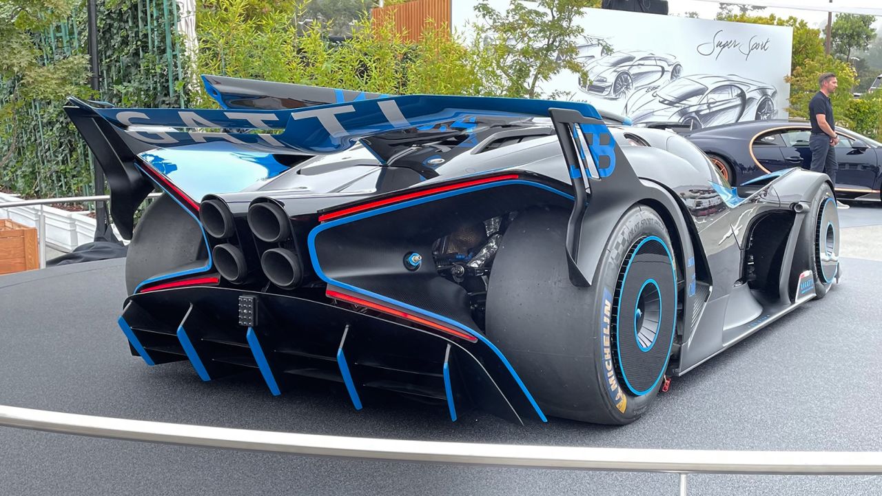 The Bugatti Bolide is designed for track driving only and, so, does not have to comply with road safety regulations.