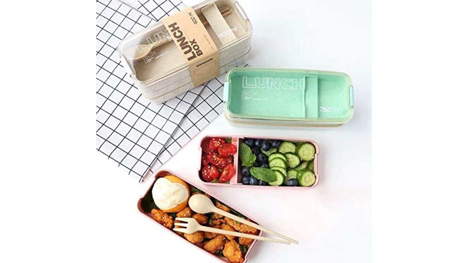 DaCool Bento Box Adult Lunch Box,3 Stackable Bento Lunch