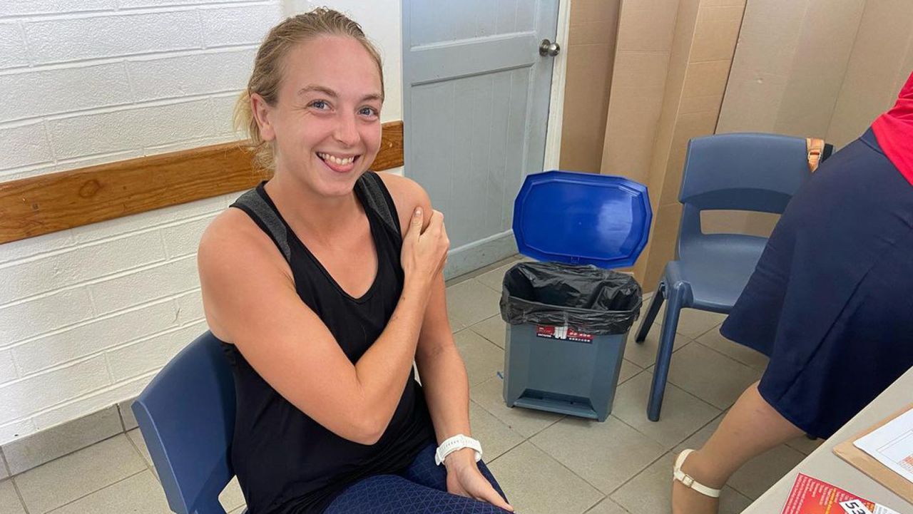 The 27-year-old has been vaccinated in Tonga through the COVAX Facility.