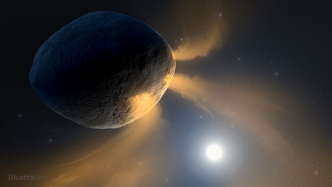 This illustration shows asteroid Phaethon as it becomes heated by the sun.