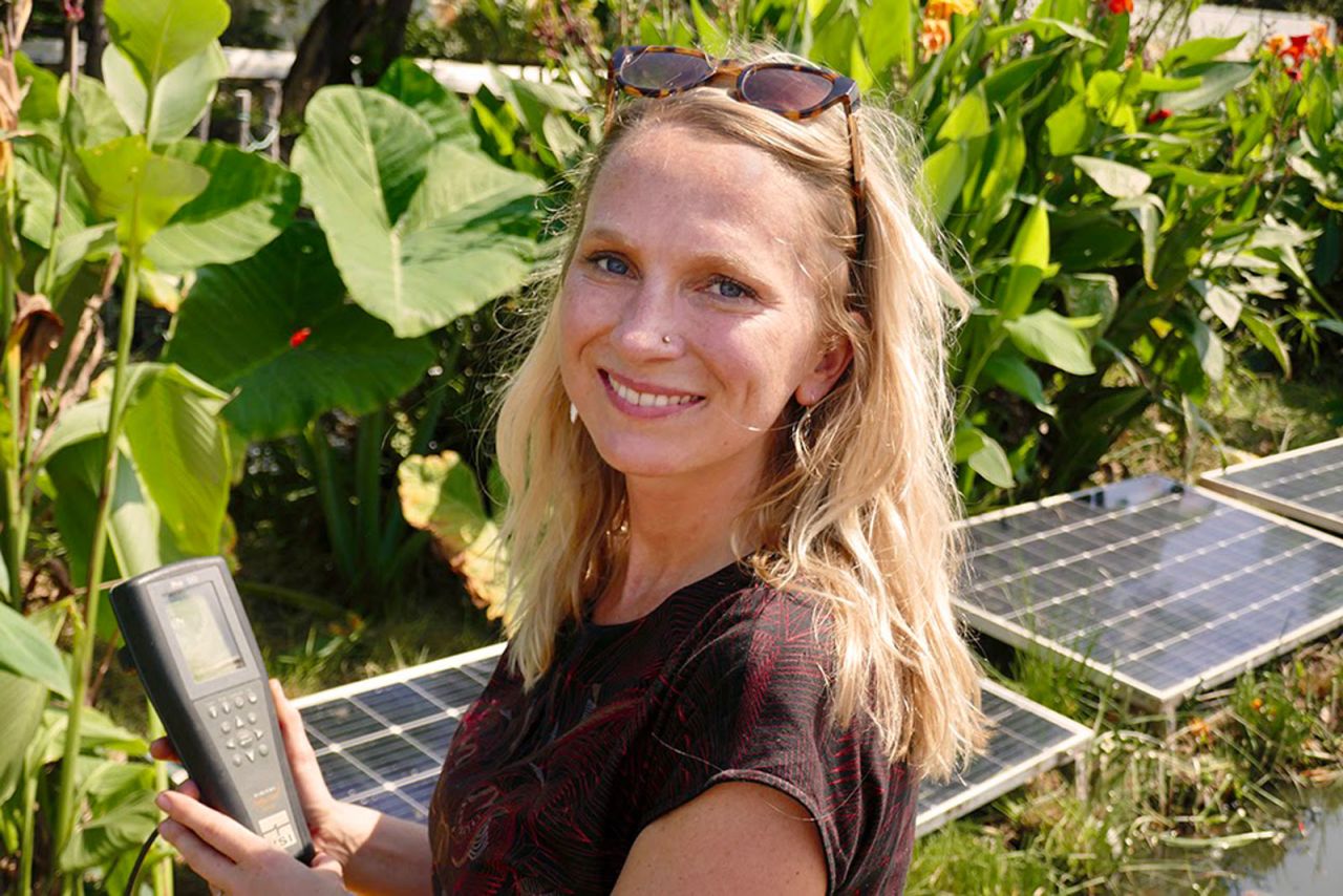 The platforms were initially designed to act as in-situ water treatment to recover highly contaminated waterways, but their true value is their ability as tranquil greenspace to improve the mental health of the people who live by the waterways, says Lisa Shaw, co-director of Biomatrix Water.