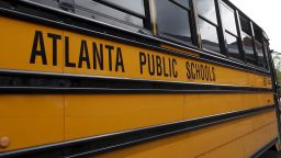 An Atlanta Public Schools bus is parked at Dobbs Elementary School in Atlanta, Georgia April 14, 2015. REUTERS/Tami Chappell