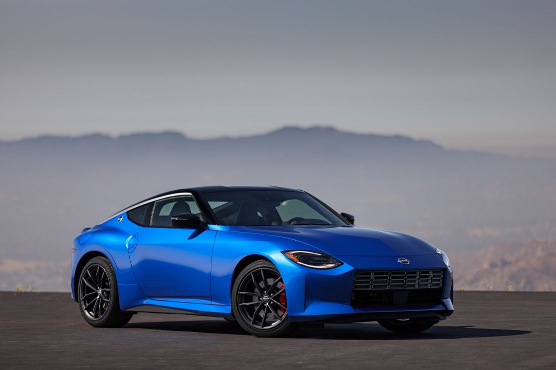 The new Nissan Z sports car has an overall shape reminiscent of the original Datsun 240Z.