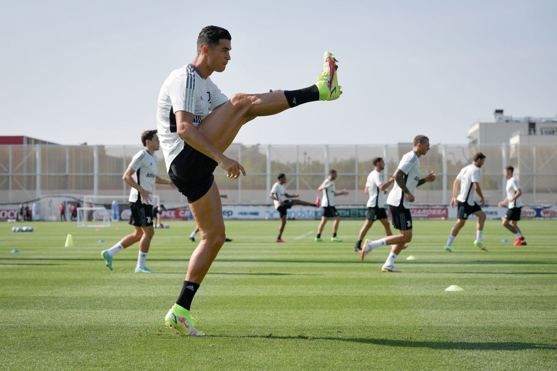 Ronaldo during a training session at JTC on August 12 in Turin.