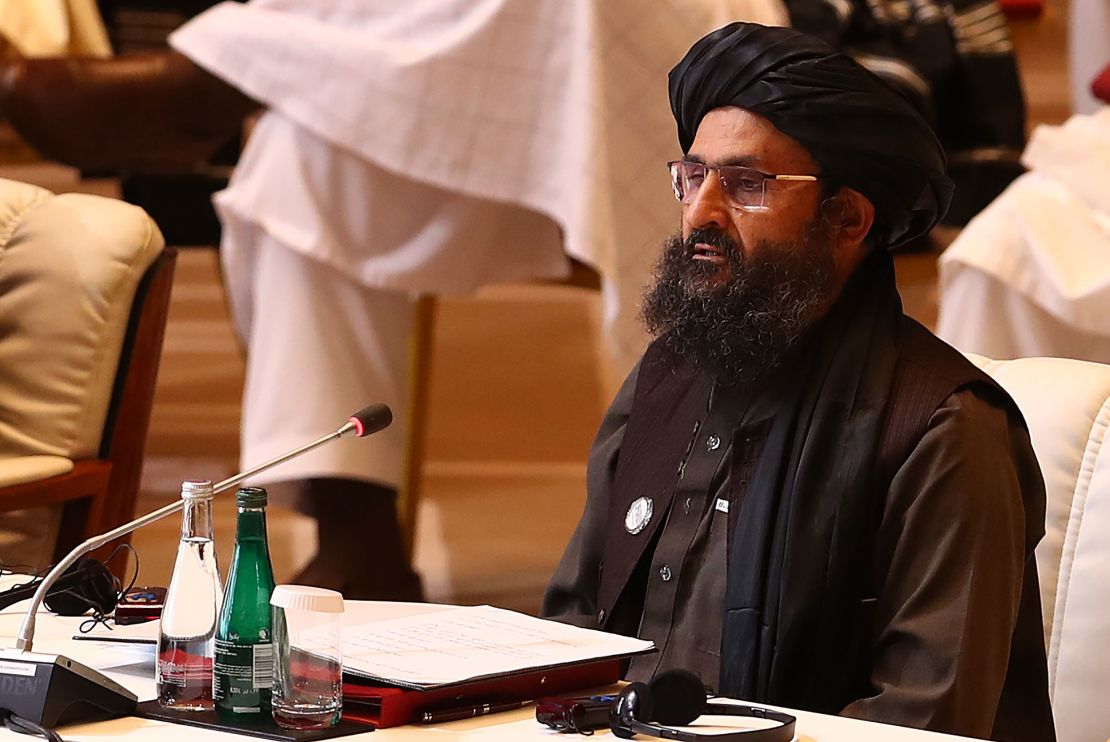 Taliban co-founder Mullah Abdul Ghani Baradar in Doha last year. Baradar returned to Afghanistan on Tuesday after two decades.