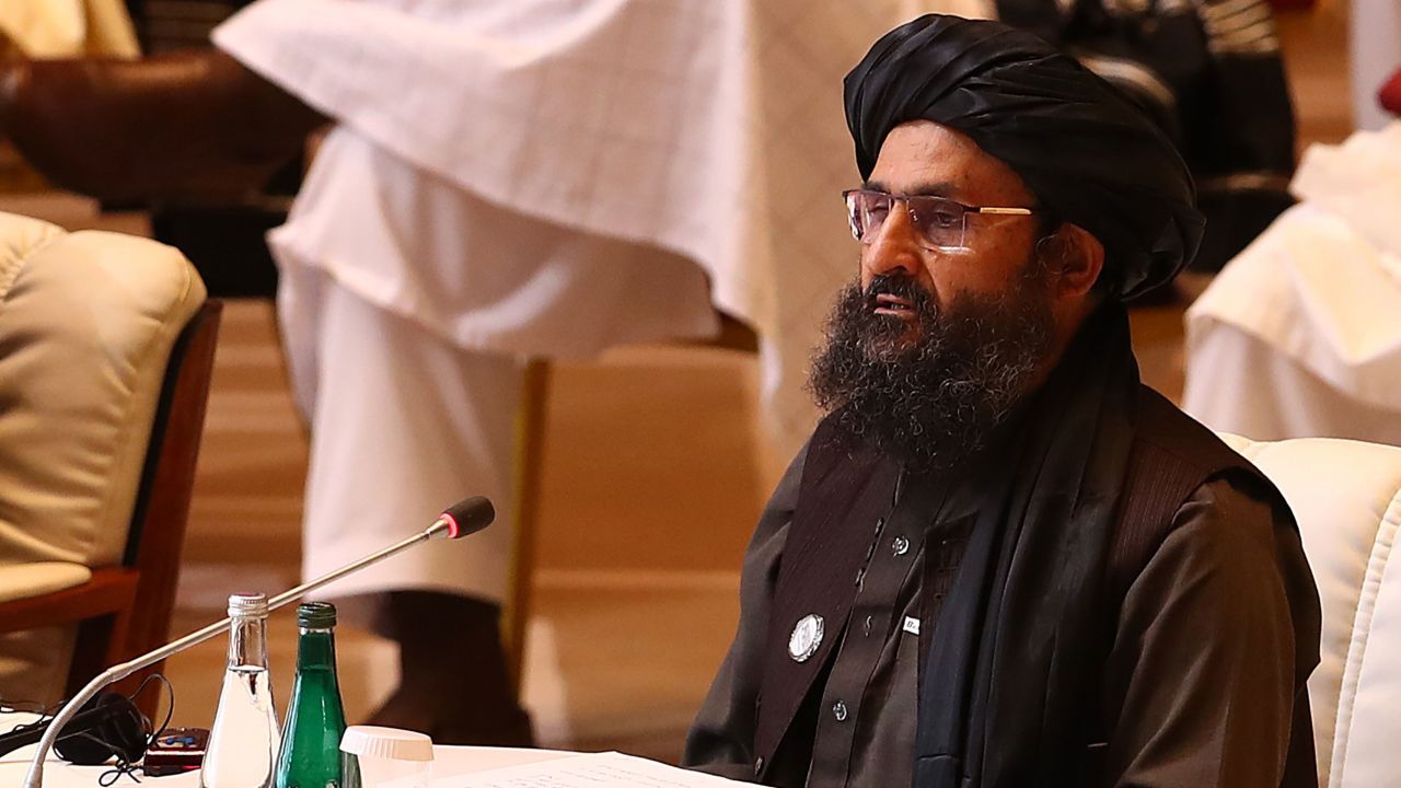 Taliban co-founder Mullah Abdul Ghani Baradar in Doha last year. Baradar returned to Afghanistan on Tuesday after two decades.