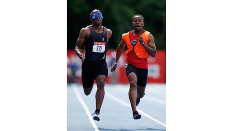 Brown and guide Moray Stewart compete in the US Paralympic Trials in Minneapolis on June 19.