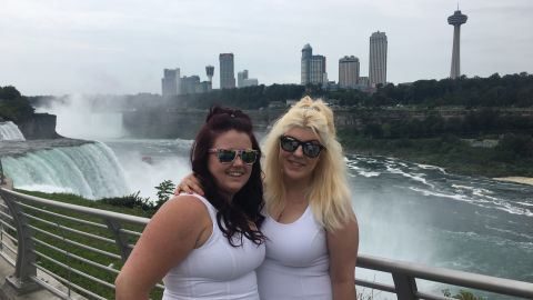 Kyrie Huf and Natasha Fisher on their wedding day in August 2017 at Niagara Falls