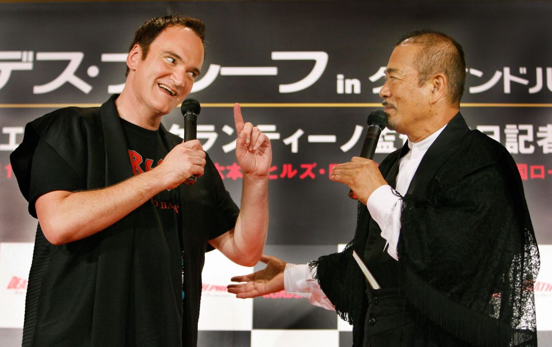 Quentin Tarantino (left) sang Chiba's praises in his films.