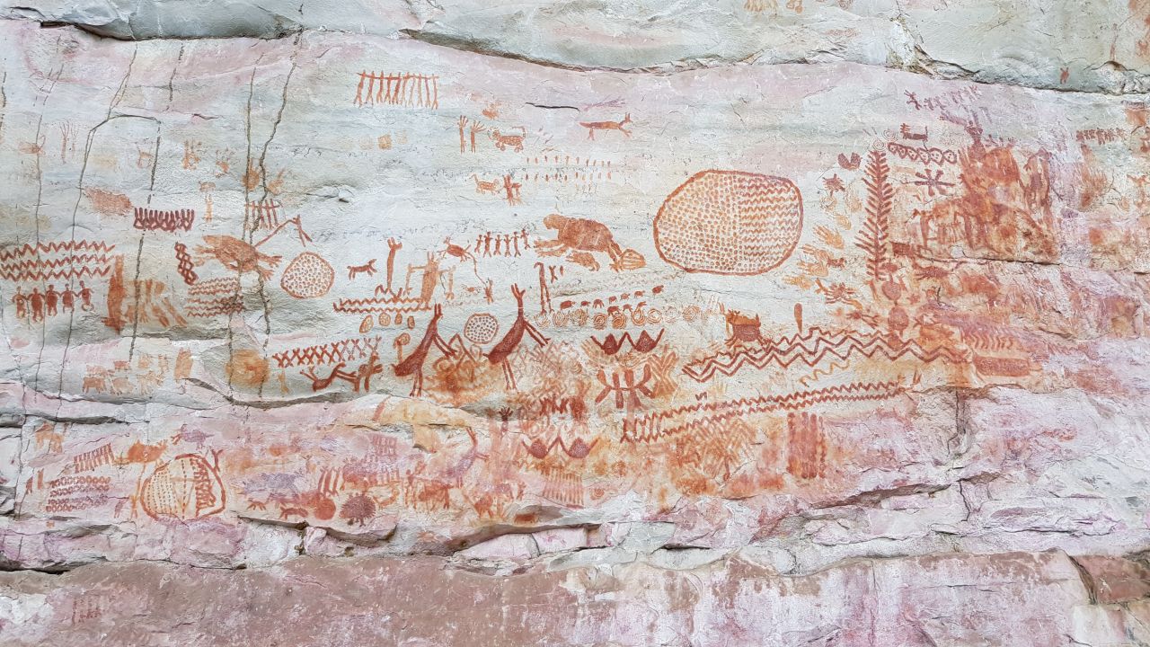 The rock art, dating back some 12,500 years, is in a remote area of Colombia.