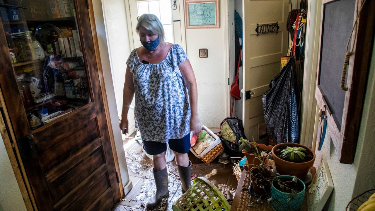 Donella Pressley's home in Bethel, 5 miles from Canton, was heavily damaged by the flood.