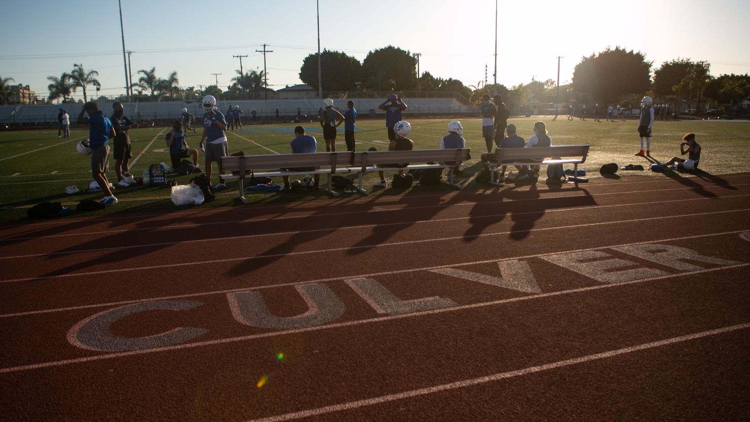 Culver City High School holds its first official football practice in February following an 11-month shutdown due to Covid-19.