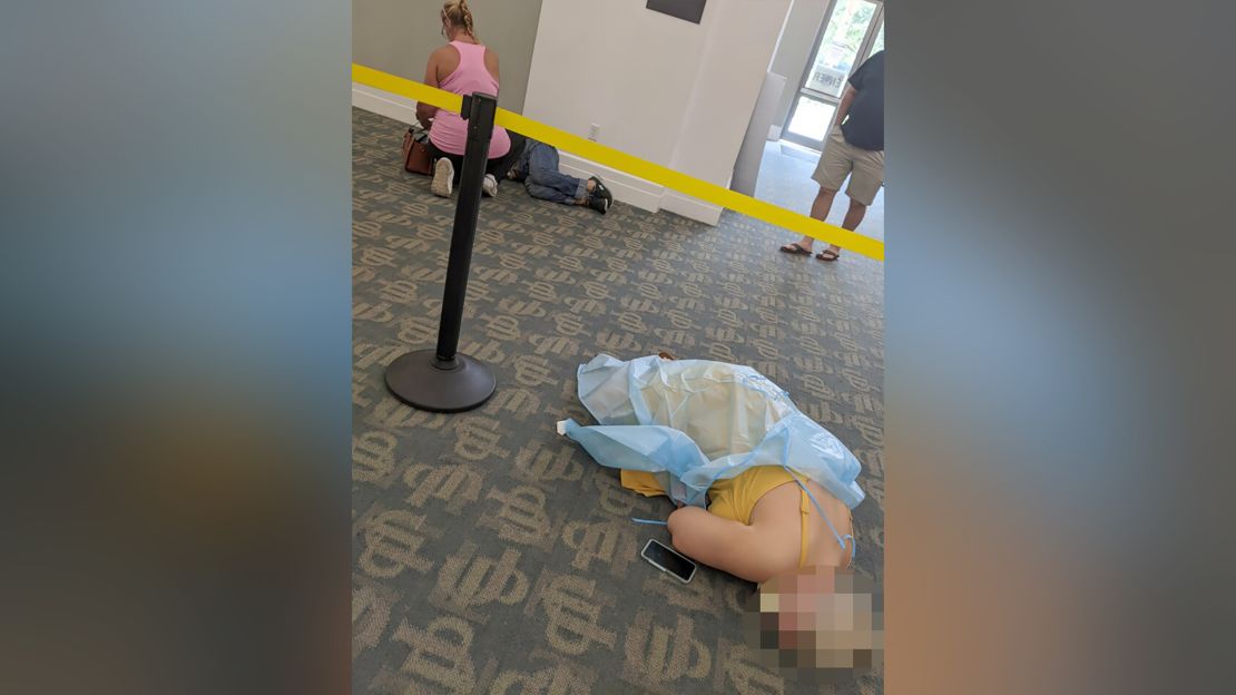 Covid-19 patients await treatment at a Jacksonville library.