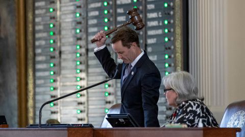 House Speaker Dade Phelan gavels in with a quorum present at the Capitol in Austin, Texas, on Thursday August 19, 2021.