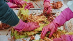  A kimchi-making festival in Goesan, South Korea, on Nov. 7, 2020. Much of the factory-made kimchi eaten in South Korea now comes from China.