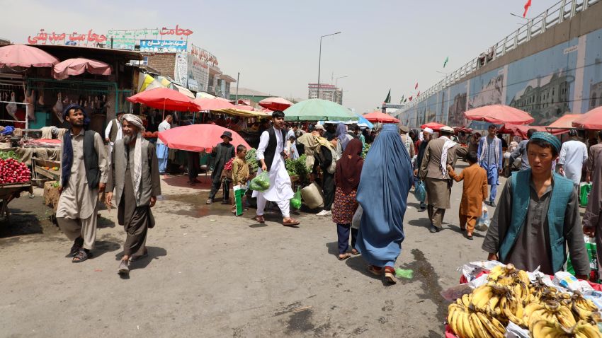 People at a marketplace in Afghan capital Kabul, on Aug. 19, 2021.