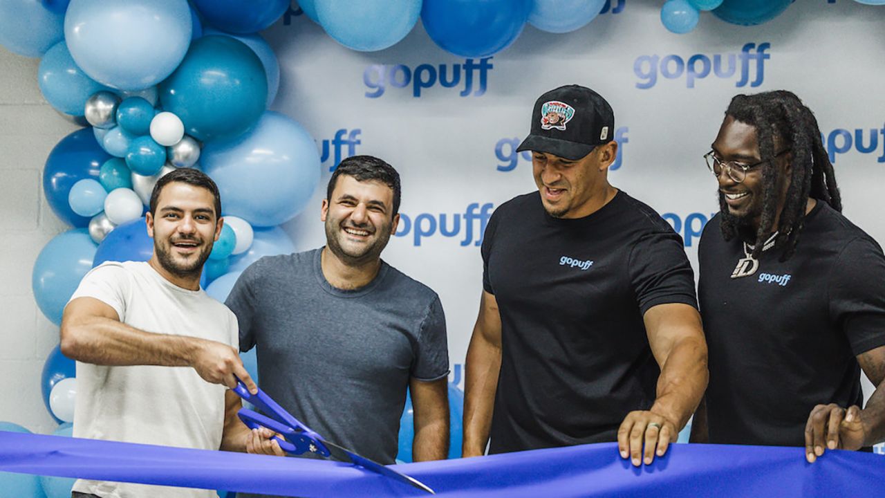 GoPuff founders Rafael Ilishayev and Yakir Gola launching a Micro-Fulfillment Center in Dallas in July 2021.