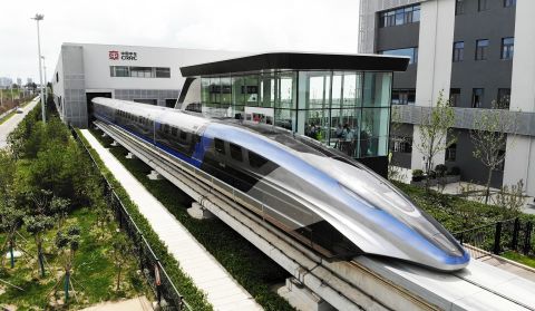 In China, a new Maglev high-speed train rolls off the production line in Qingdao, east China's Shandong Province, on July 20. It has a top speed of 600 km per hour -- currently the fastest ground vehicle available globally. 