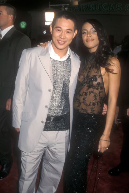 Aaliyah and co-star Jet Li at the premiere of "Romeo Must Die" in 2000.