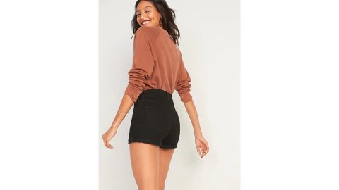 High-Waisted O.G. Cuffed Black Jean Shorts for Women