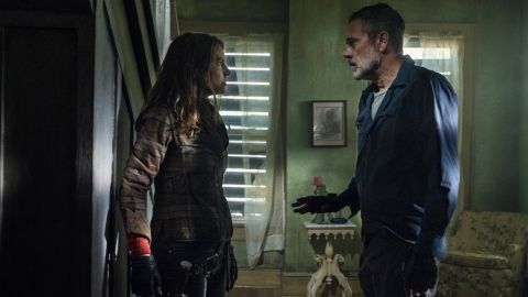 Lauren Cohan as Maggie Rhee and Jeffrey Dean Morgan as Negan in "The Walking Dead."