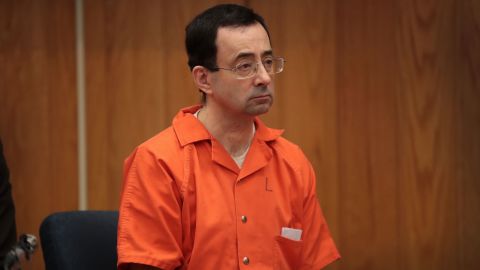 Larry Nassar sits in Eaton County Circuit Court on February 5, 2018, in Charlotte, Michigan.
