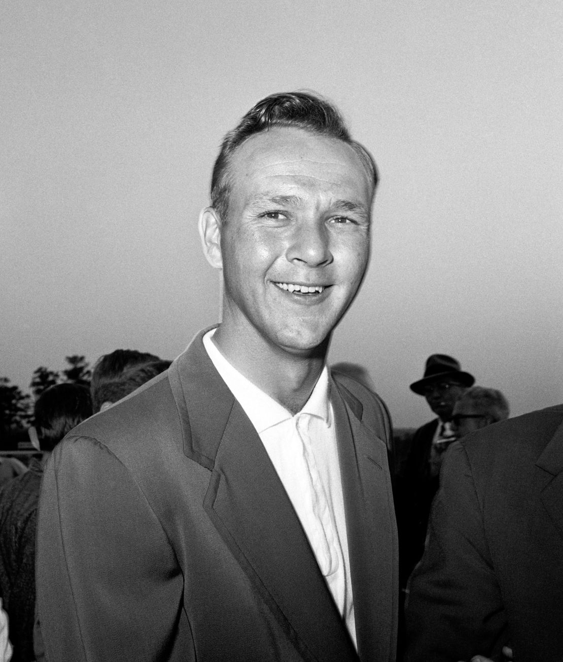 Palmer smiles during the presentation ceremony at the 1958 Masters tournament.