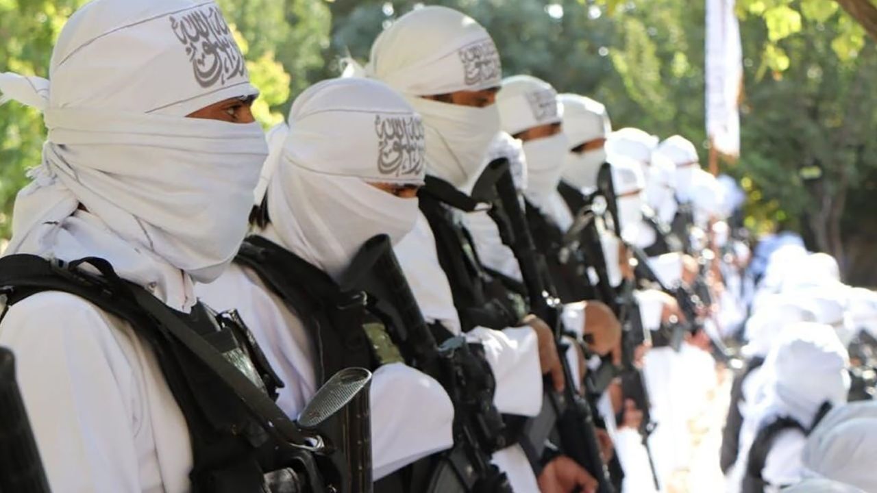 The Taliban have published a series of photographs of their fighters at an Independence Day parade brandishing US assault weapons.