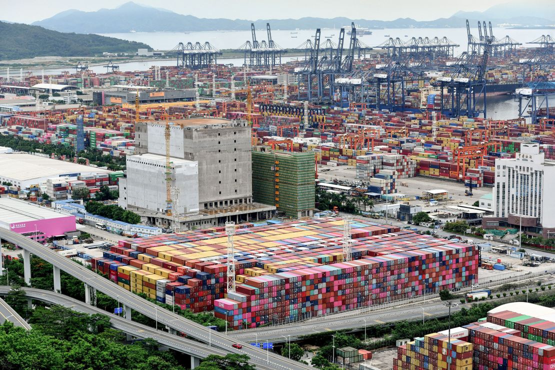 Cargo containers stacked at Yantian port on June 22 in Shenzhen, China.
