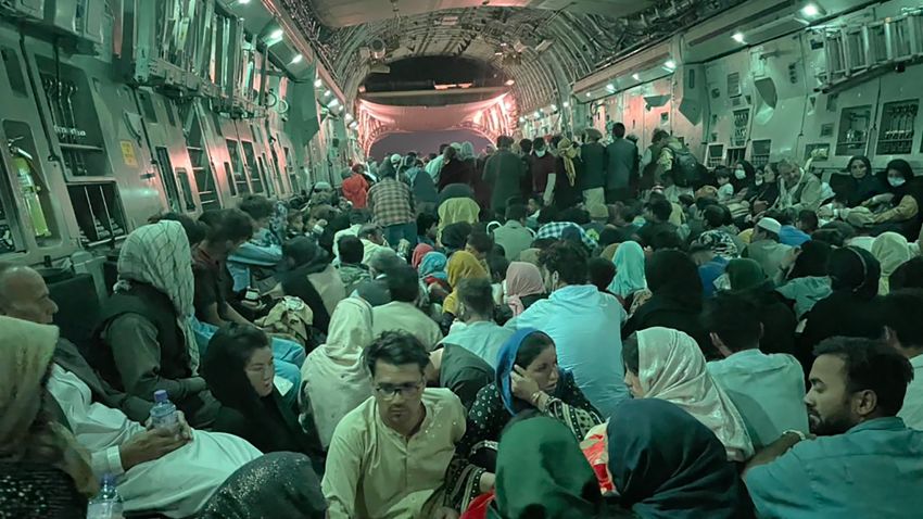 Following days of reporting from the ground in Afghanistan, CNN's Clarissa Ward boarded a flight out of the country Friday. Ward shared a photo from the packed plane on Twitter after waiting hours for a flight. "On our flight and getting ready for takeoff," she tweeted.