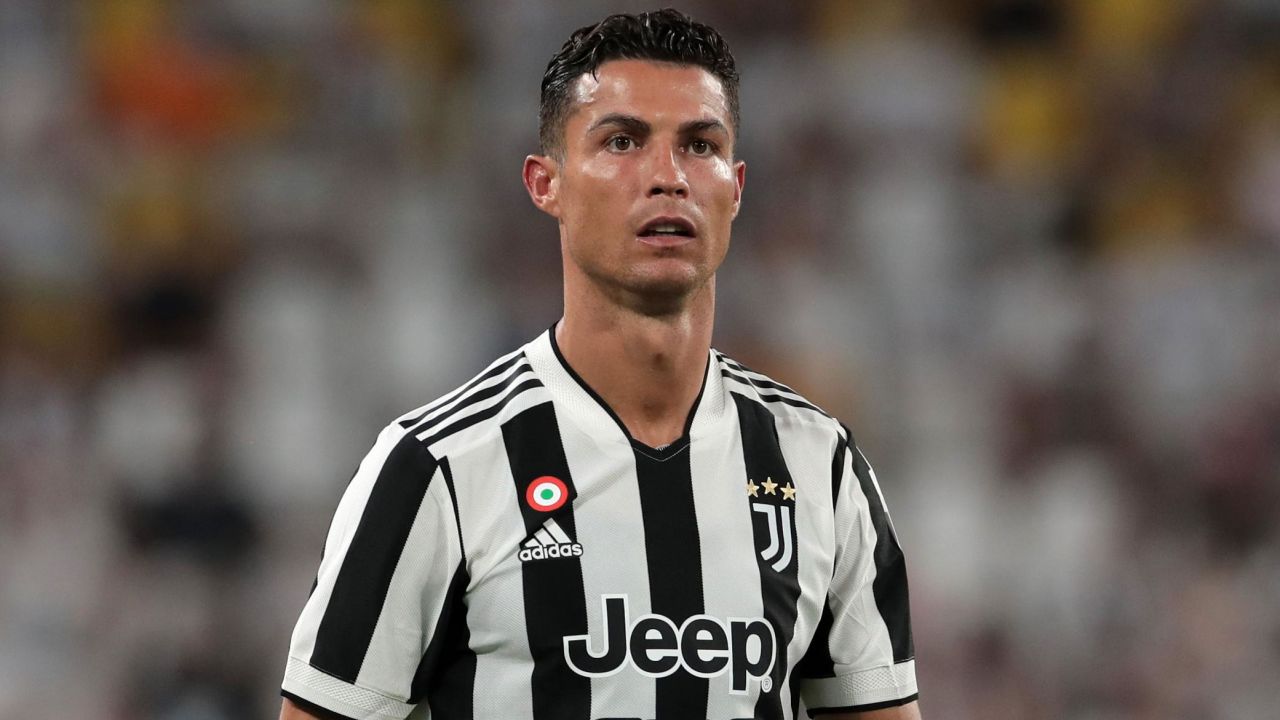 Cristiano Ronaldo looks on during the pre-season friendly match between Juventus and Atalanta BC at Allianz Stadium on August 14, 2021 in Turin, Italy.