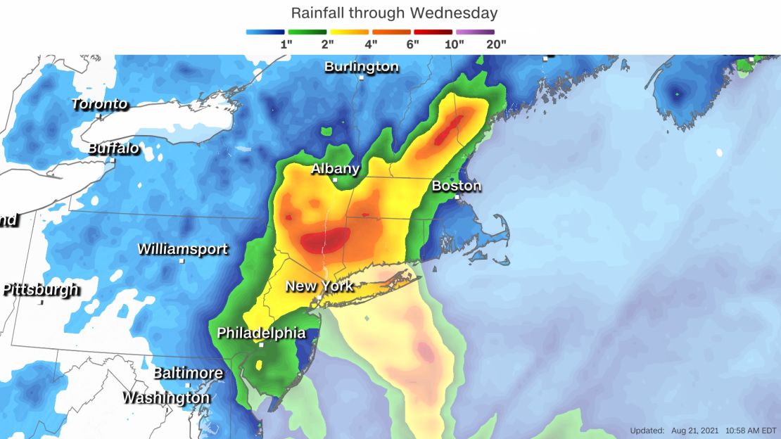 Forecast rainfall from Hurricane Henri.