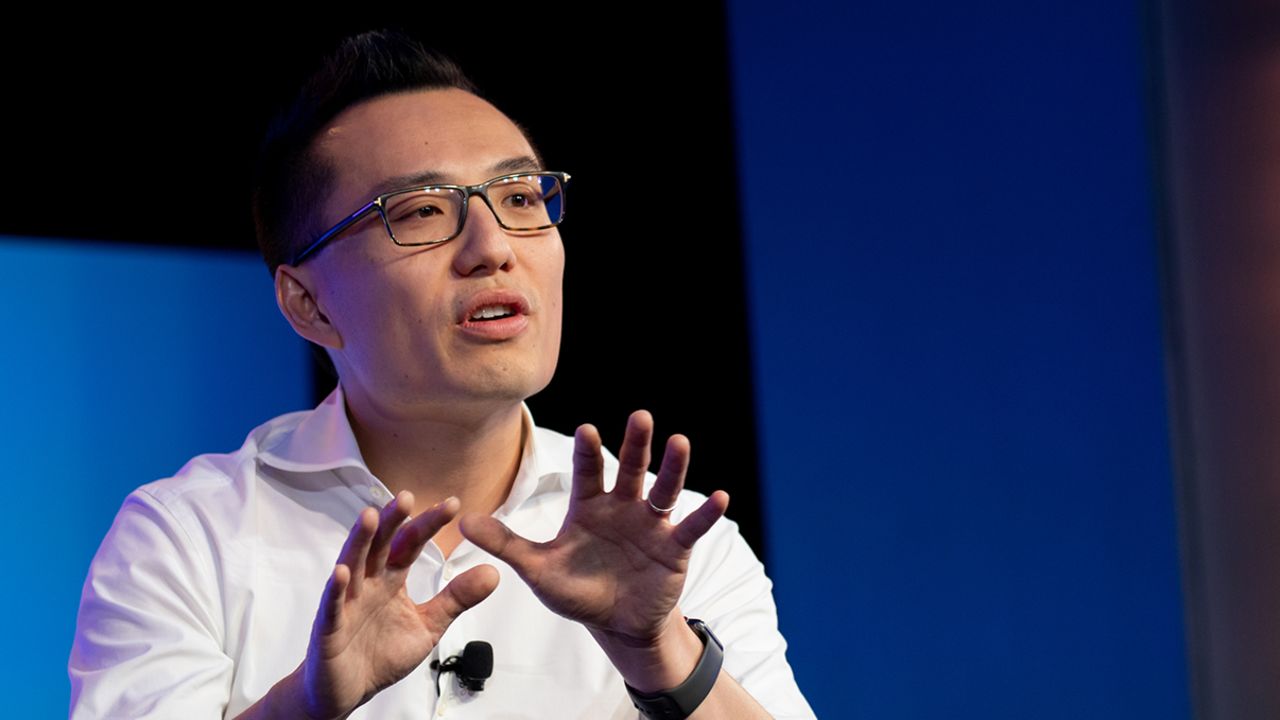 Tony Xu, co-founder and chief executive officer of DoorDash Inc., speaks during the Wall Street Journal Tech Live conference in Laguna Beach, California, on October 22, 2019.