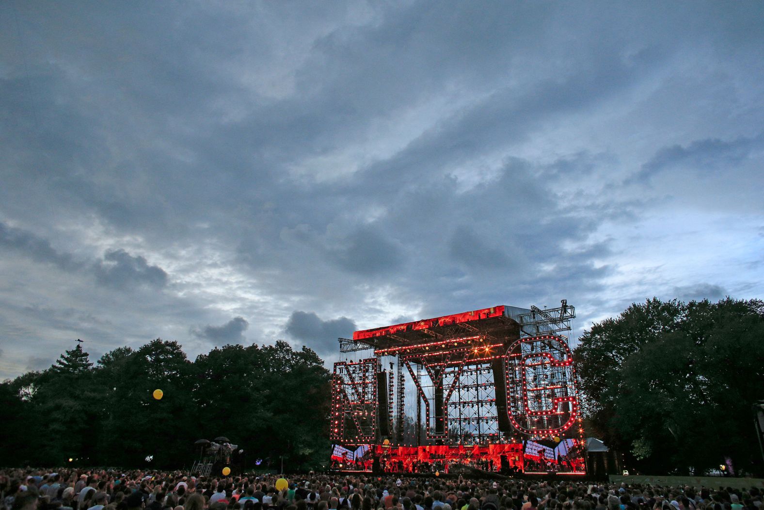 Clouds build over the bandstand in Central Park.