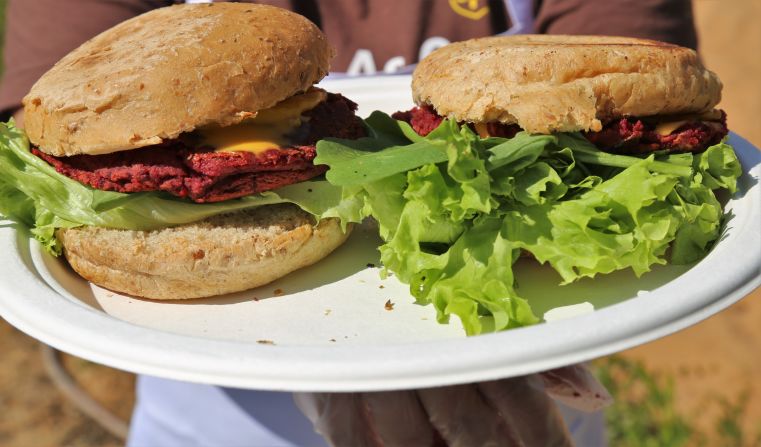 ICBA has had success with Salicornia, a plant that thrives with saline water. It has potential as a fuel and as a food source, like this Salicornia burger. 
