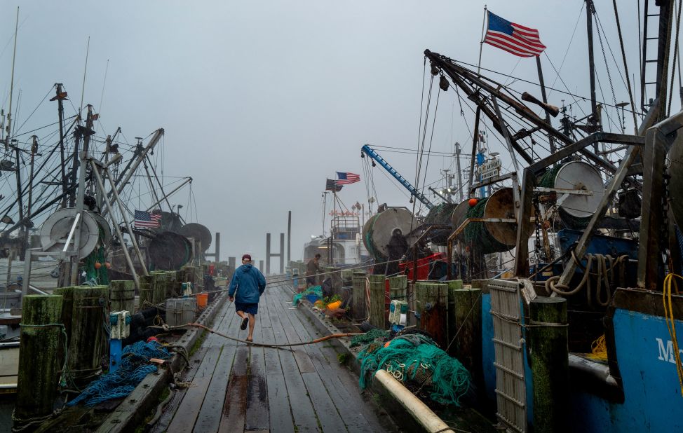 Boats remain docked in Montauk, New York, on August 22.