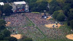 People gather in Central Park for the "We Love NYC: The Homecoming Concert" during the outbreak of the coronavirus disease (COVID-19) in Manhattan, New York City, U.S., August 21, 2021. REUTERS/Andrew Kelly