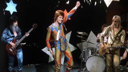 David Bowie performing with Trevor Bolder and Mick Ronson circa 1972.