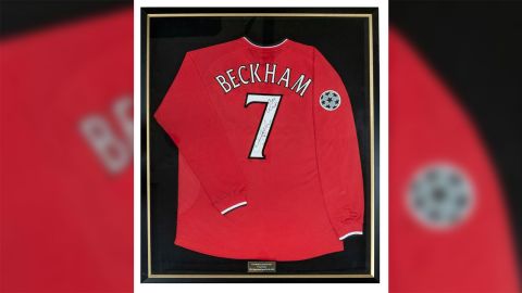 A signed Manchester United shirt worn by Beckham in a Champions League Group Stage match against Greek side Panathinaikos on November 21, 2000 is part of the charity auction.