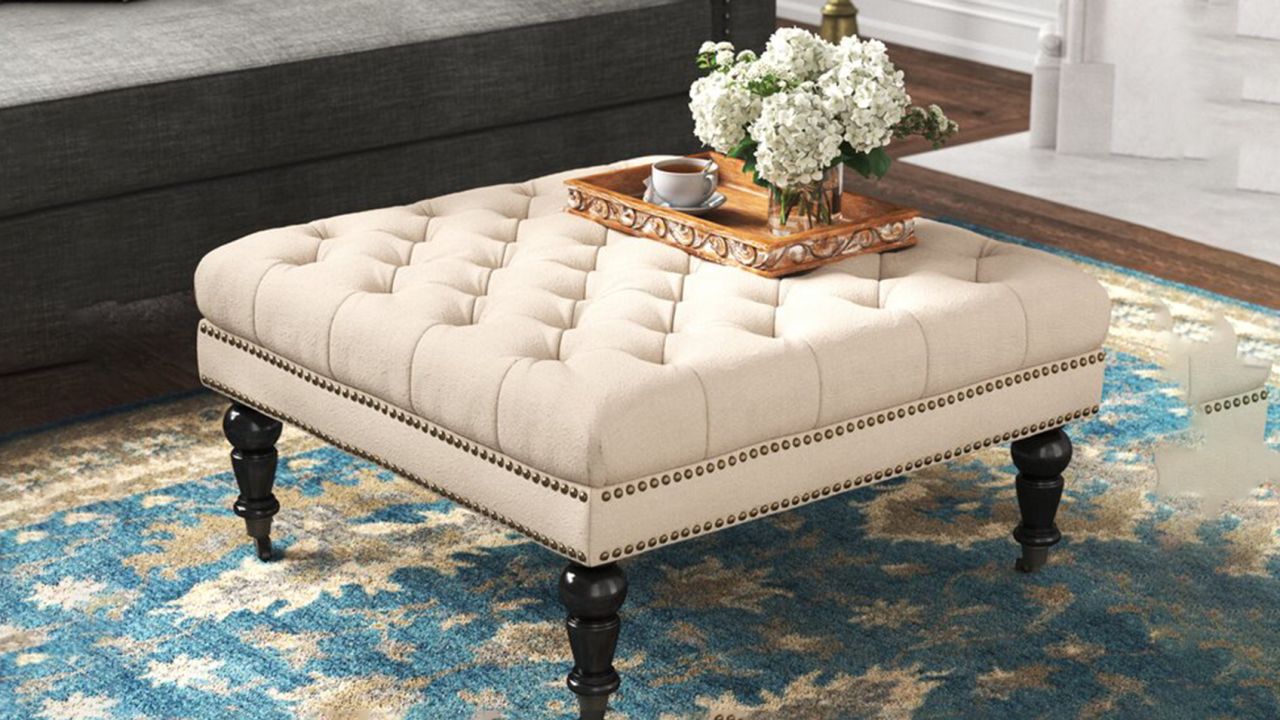 Kelly Clarkson Home Landis 34.63-Inch Wide Tufted Square Cocktail Ottoman