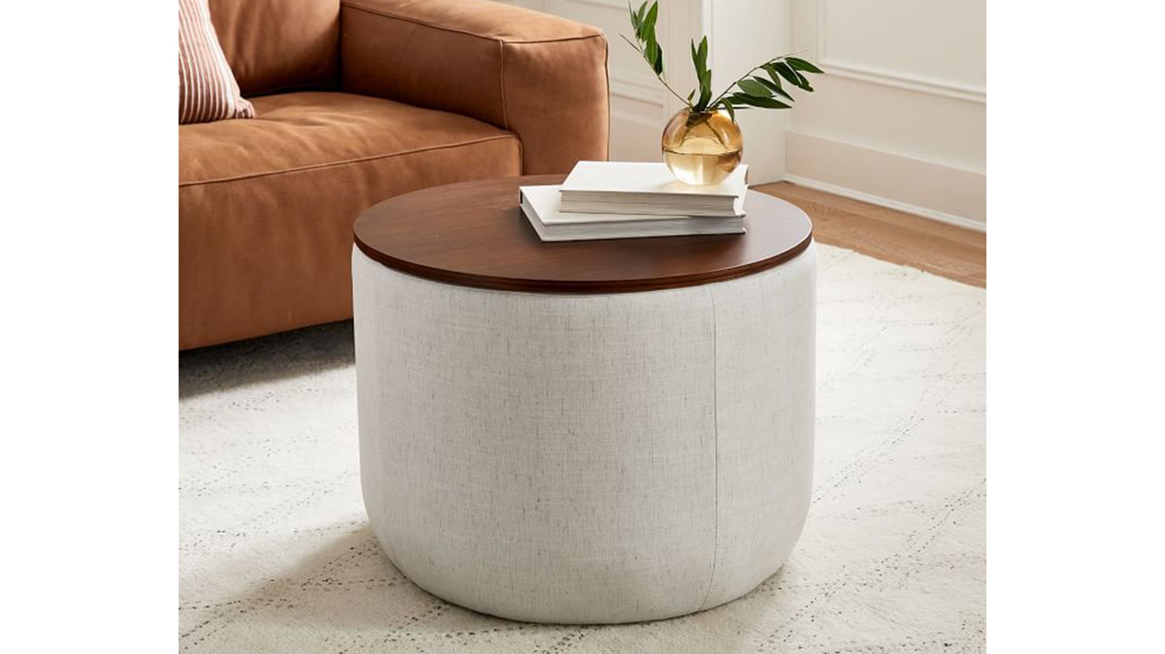22 Best Ottomans For Storage With Style, Brown Leather Cube Storage Ottoman With Tray