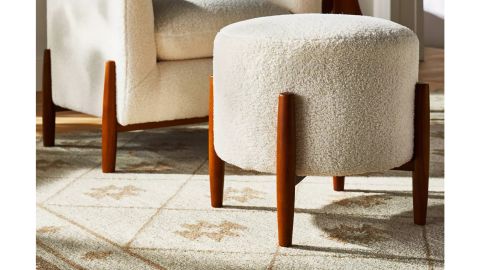 Threshold Designed With Studio McGee Elroy Sherpa Round Ottoman With Wood Legs Cream
