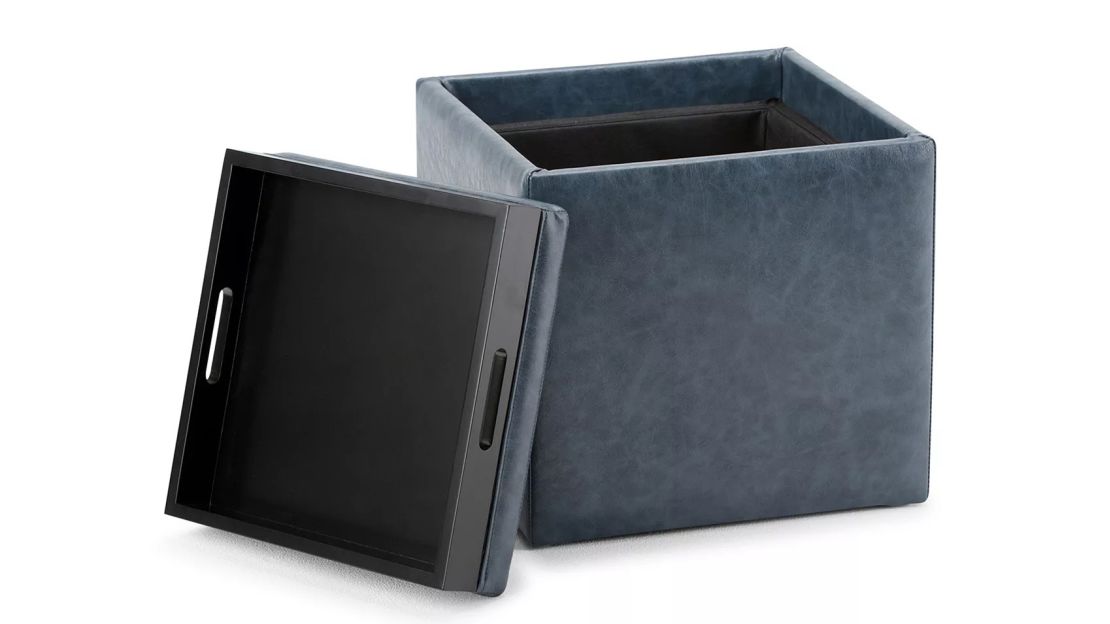 WyndenHall 17-Inch Townsend Cube Storage Ottoman With Tray